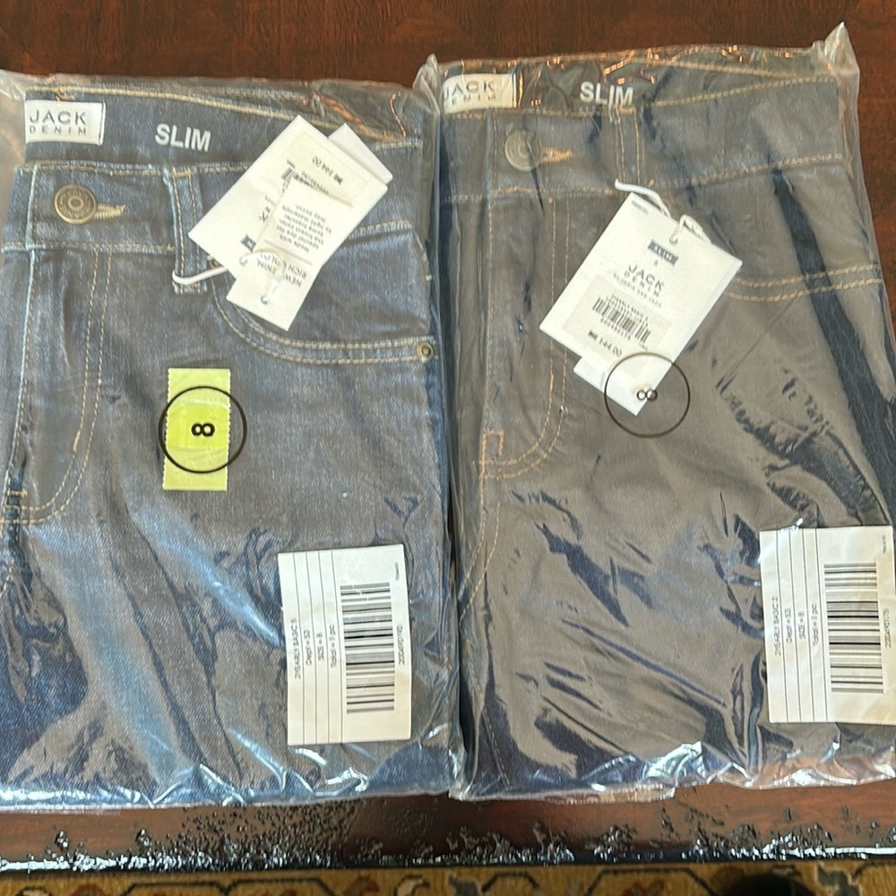 NWT Boys Size 8 Slim Jeans, both dark denim but 2 shades, sold 2 for 1